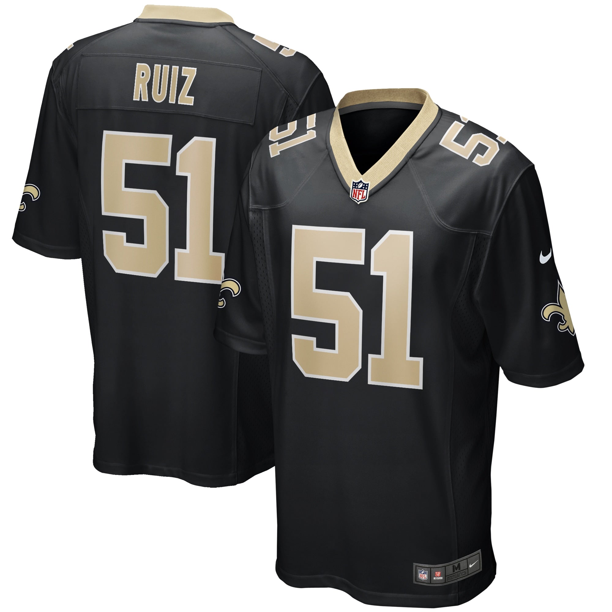 Nike New Orleans Saints No51 Cesar Ruiz Black Team Color Youth Stitched NFL Limited Therma Long Sleeve Jersey
